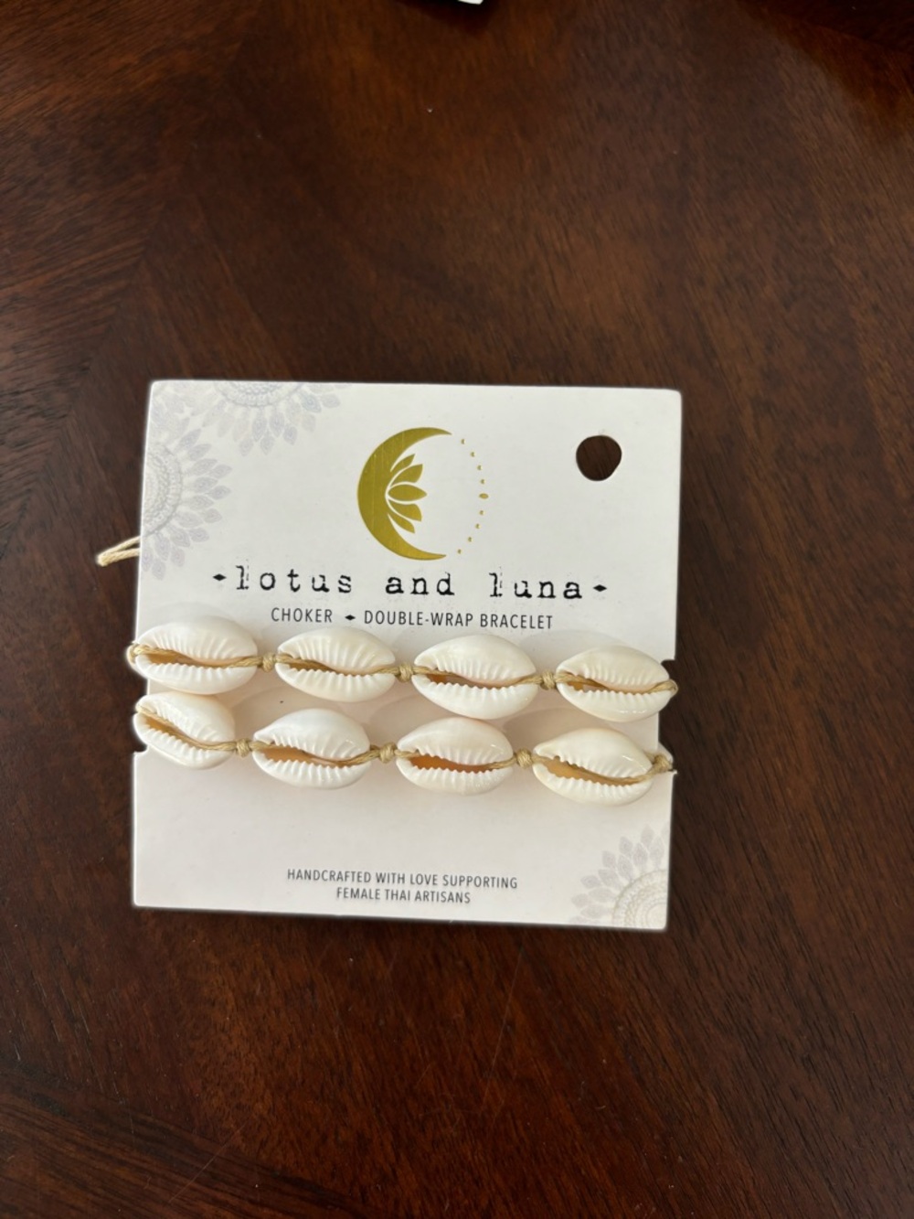 Lotus and Luna Shell Choker - Double-Wrap Bracelet